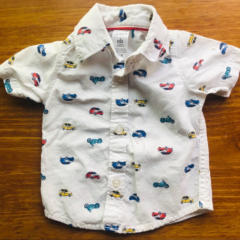 5/$15🔹NEWBORN Carters Cars shirt